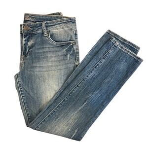 KUT from the Kloth Womens Size 4 Jeans Medium Wash Distressed Straight Leg